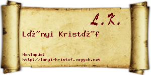 Lányi Kristóf névjegykártya